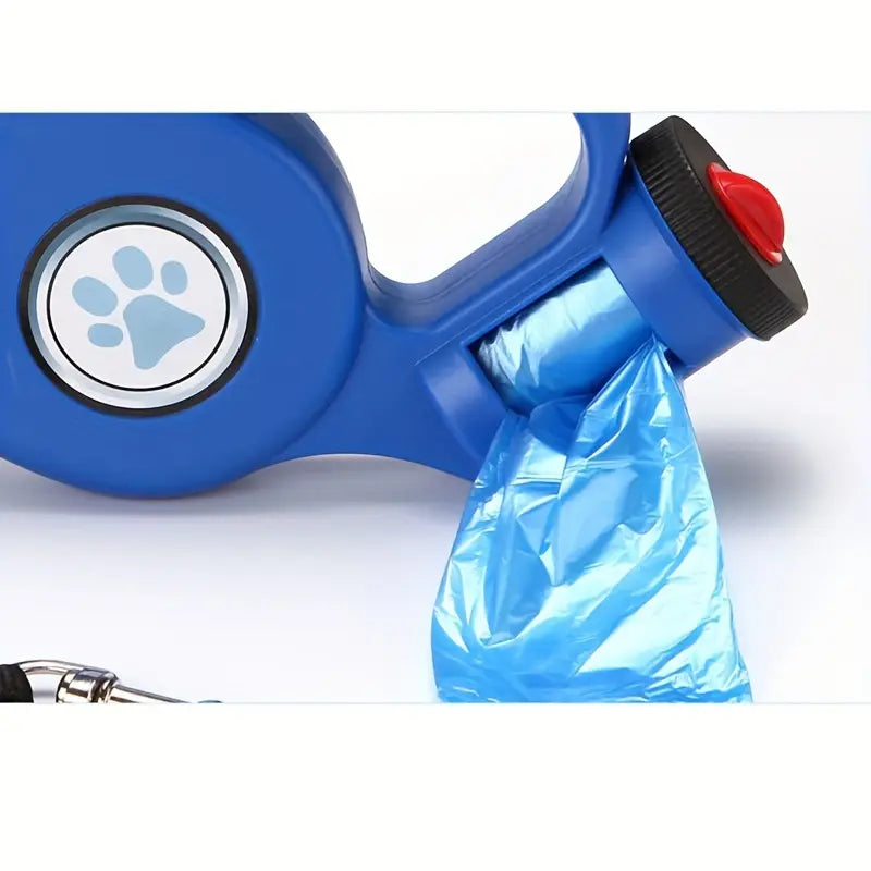 1Pc retractable dog leash with small garbage plastic bag and night light