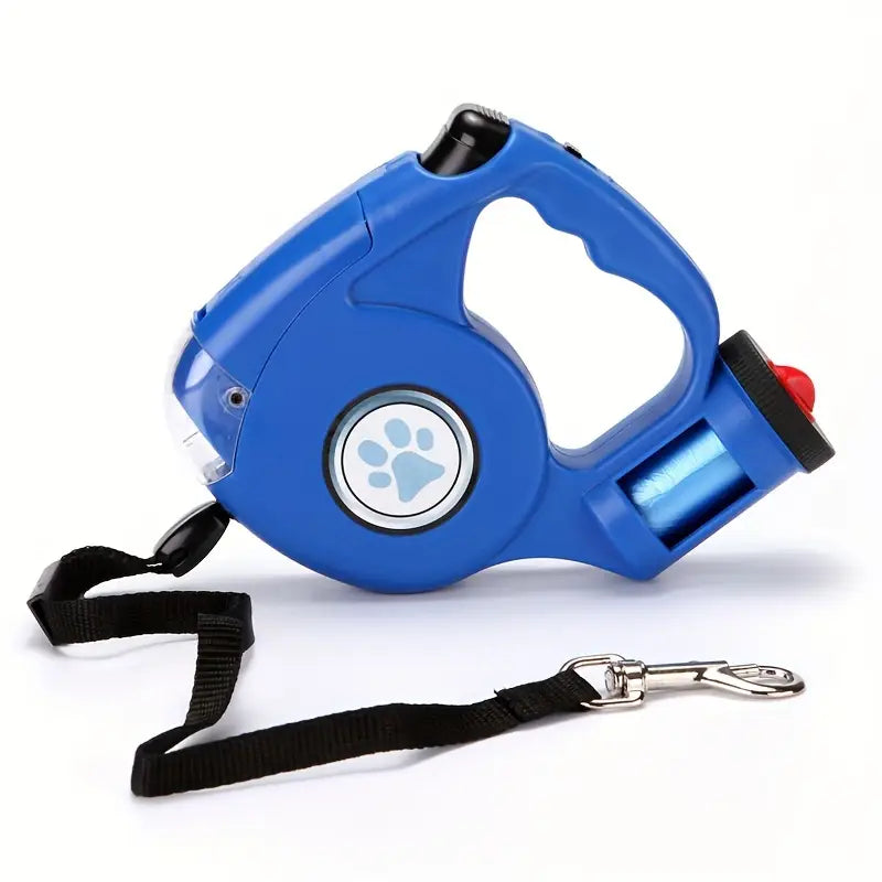 1Pc retractable dog leash with small garbage plastic bag and night light