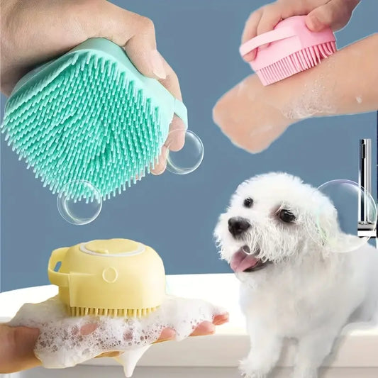 Gentle silicone pet massage brush