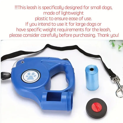 1Pc retractable dog leash with small garbage plastic bag and night light