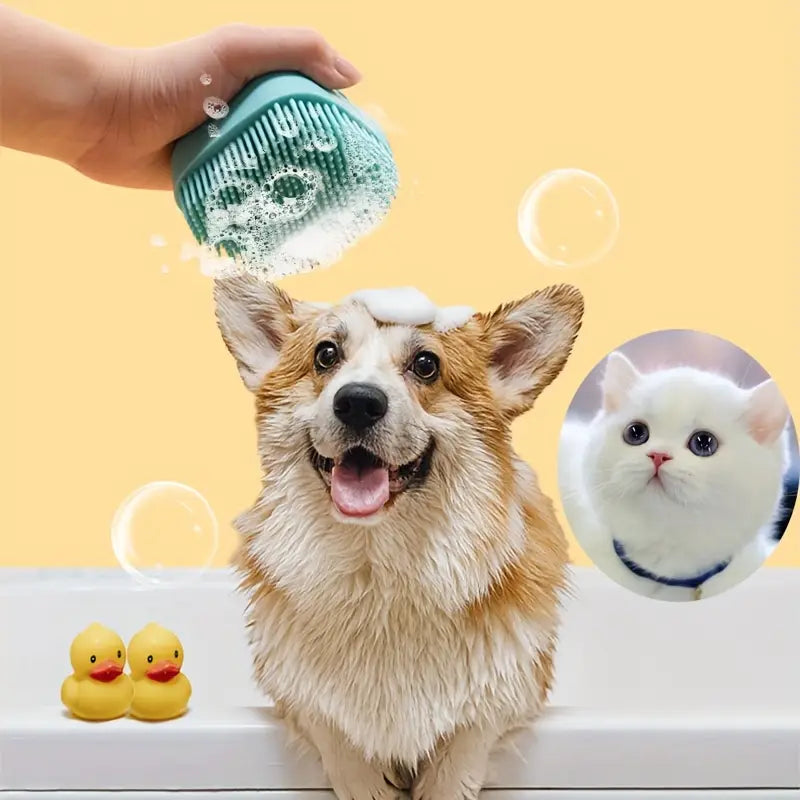 Gentle silicone pet massage brush