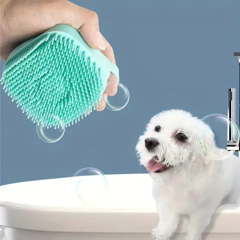 Gentle silicone pet massage brush
