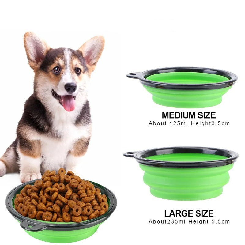 Pet Food Container 2-in-1 with Collapsible Dog Bowls